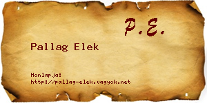 Pallag Elek névjegykártya
